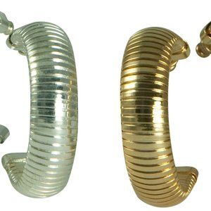 DESIGNER INSPIRED, OMEGA HOOP EARRINGS-GOLD OR SIL